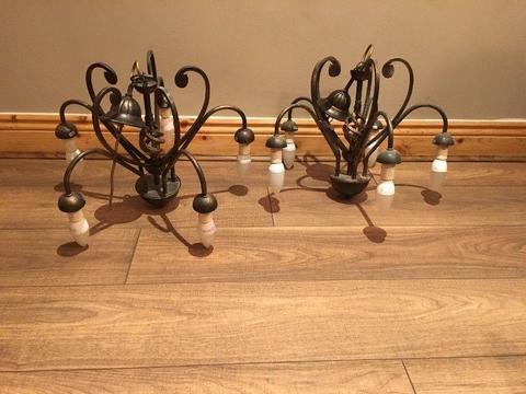 2 copper chandeliers for sale