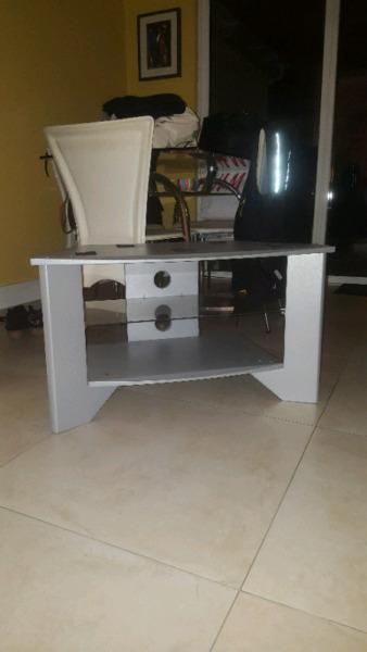 Free - silver TV stand with glass tray. Dundalk
