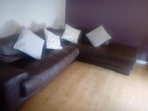 Brown leather sofa corner sofa