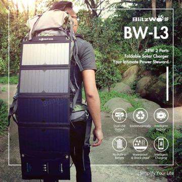 Blitz wolf BW l3 28w 3.8a sun power foldable solar charger dual USB with power 3s for I phone 7,7