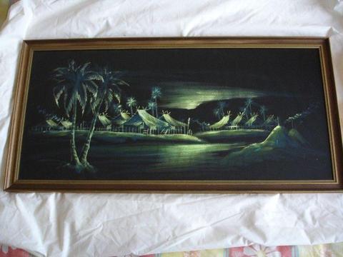 Beautiful Vintage Large Thai Framed Painting