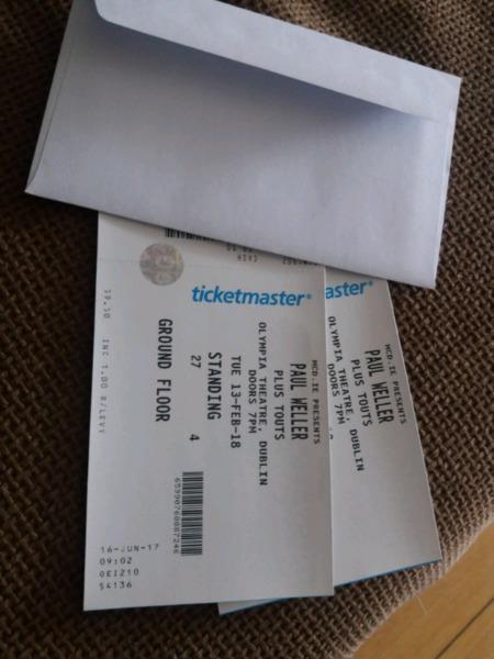 2 Paul Weller tickets (hard copies)