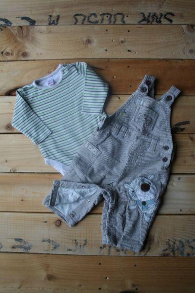Next baby boy dungaree and long sleeves vest 3-6 months