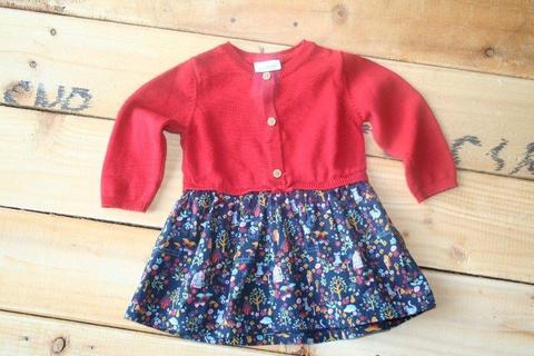 Next baby girl red and navy dress 3-6 months
