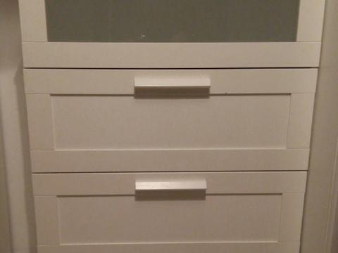 White chest of drawers and tall boy unit for sale