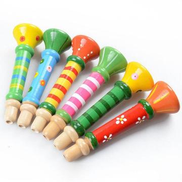 Baby child kid colourful wooden trumpet hooter horn educational musical instrument toy
