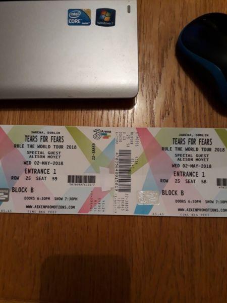 TEARS FOR FEARS tickets + car park ticket - for sale