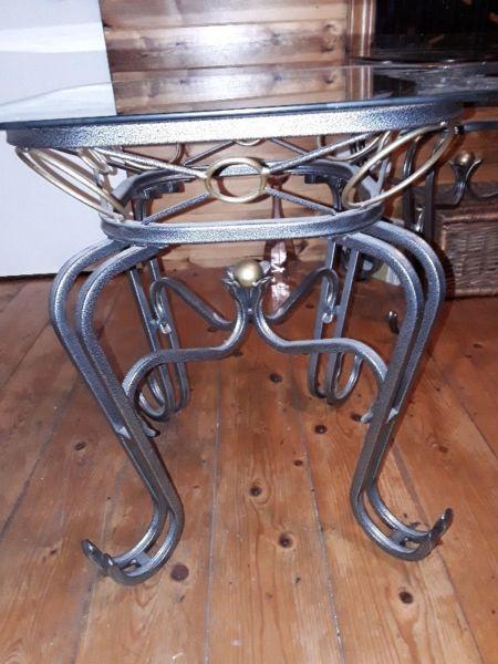 Vintage style Glass top coffee table and lamp table