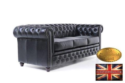Classic black 3 seat chesterfield sofa
