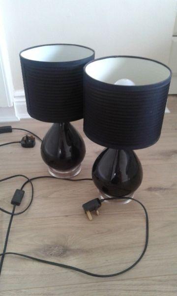 Black Lamps x2 For Sale