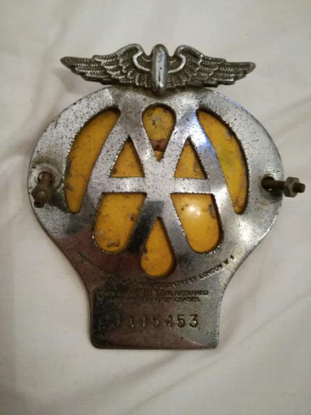 Selection of vintage AA car badges