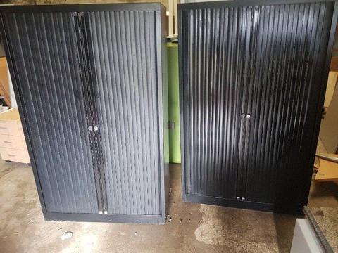 black 1600 mm tambour storage cabinets