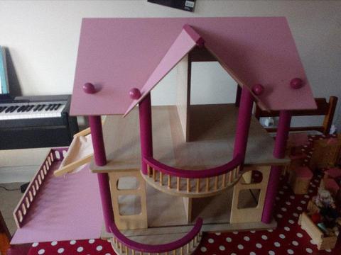 Wooden Doll's house with furniture