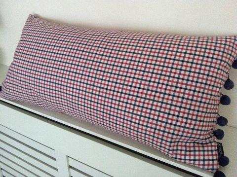 Never Used Bolster Red/Charcoal Grey Check Cushion