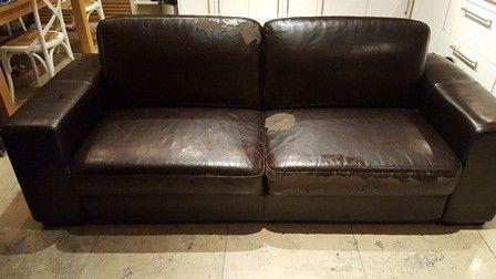 FREE - Black brown leather couch