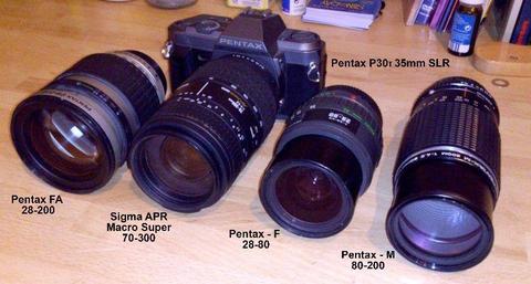 PENTAX P30t SLR CAMERA plus Four Lenses