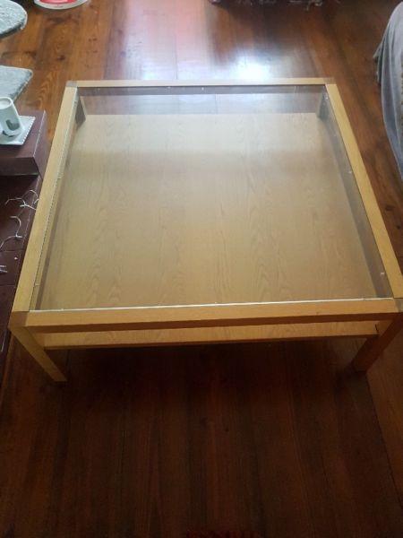 Wooden/glass coffee table