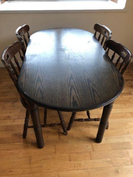 Table & 4 Chairs Solid Dark Pine