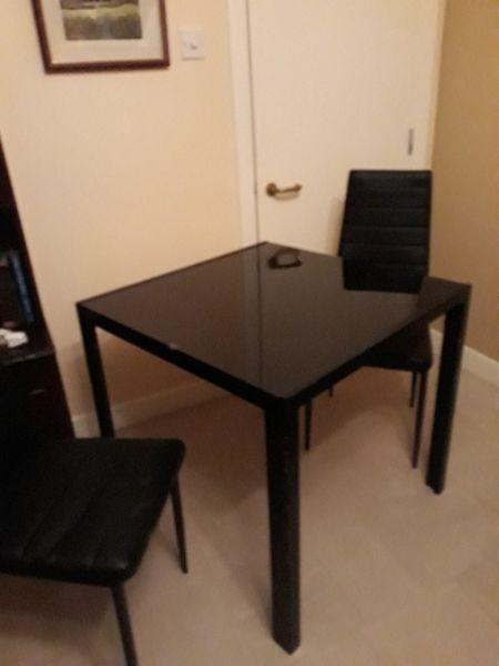 Dining Table and 2 leather chairs Brand new