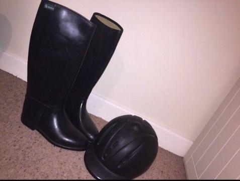 Horse Riding boots and helmet