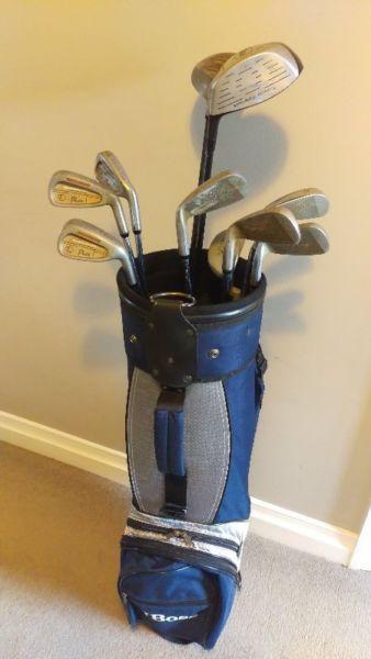 Golf Bag + Trolley + clubs + Golf balls & Tees