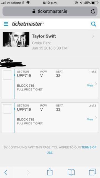 Taylor Swift Friday June 15th | Two Tickets