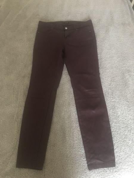 Massimo Dutti skinny coated burgundy jeans