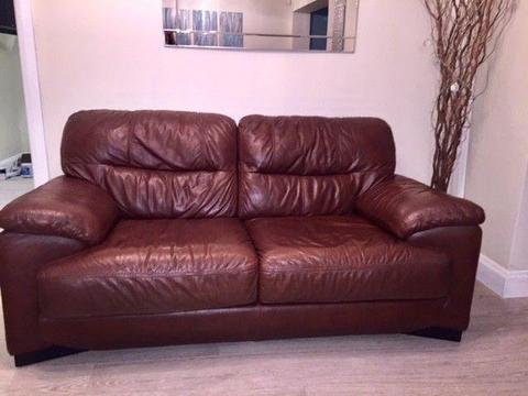 Leather Sofas x 2 & Footstool - Reduced