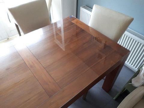 Solid walnut table and leather chairs
