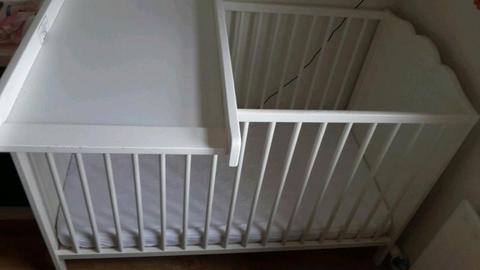 White cot plus baby changing