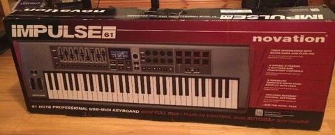 Novation Impulse 61 MIDI keyboard w/ stand and sustain pedal