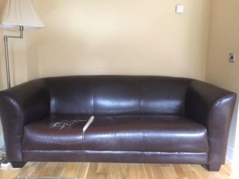 FREE 3 seater leatherette couch - needs minor repair