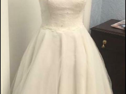 Ivory tea length wedding dress
