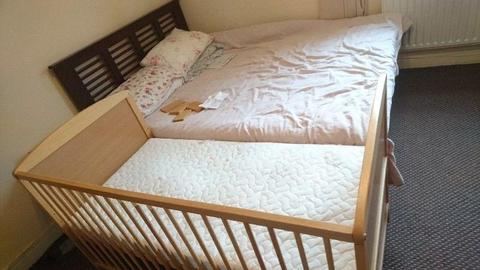 baby cot 3 levels/bed 2in1 with mattress
