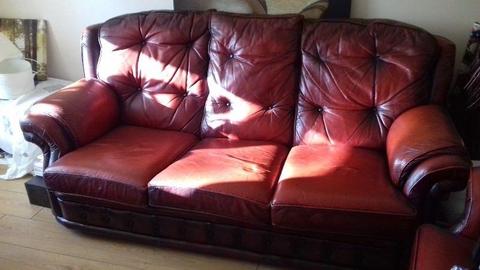 Oxford leather 3 seater couch & I matching I seater