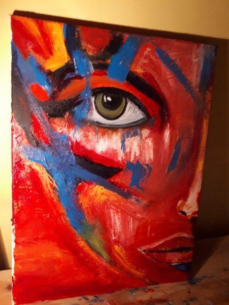 Original oil painting. Abstract portrait