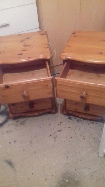 2 Pine Bedside Lockers new condition