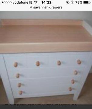 Savannah Changing unit and Drawers with matching shelf