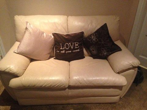 3 & 2 Seater Cream Leather Sofas Excellent Condition for Sale €200 ONO