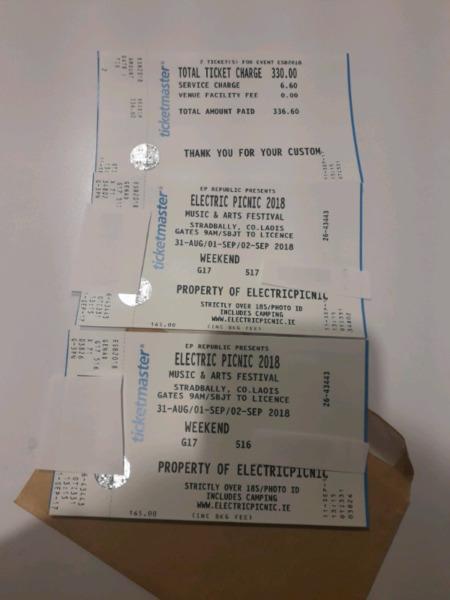 2 Hard Copy Electric Picnic Weekend Tickets