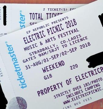 x4 Electric Picnic Weekend Tickets - Hard Copies Inc Receipts