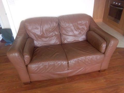 Brown leather sofa 2seats
