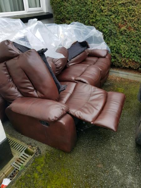 Two 3 Seater Recliner Sofas Good Condition