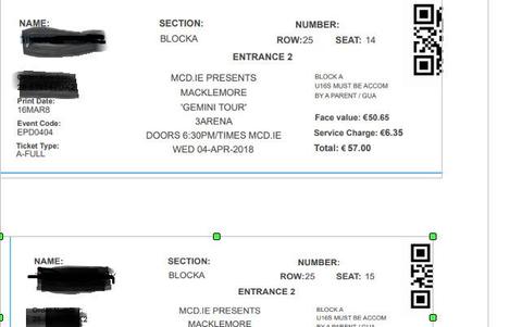 Macklemore Seated Dublin 2 tickets