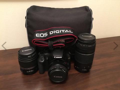 Canon EOS 1000D w/ 3 Lenses & Carry Bag
