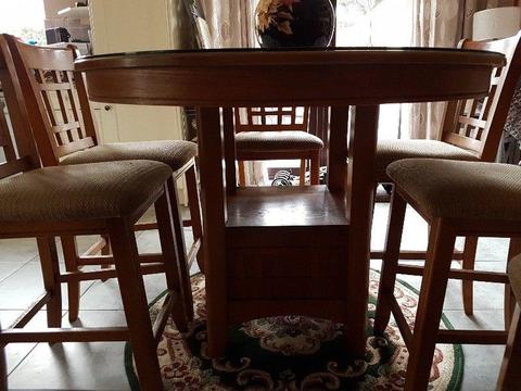 High Dining Table plus 6 chairs for sale
