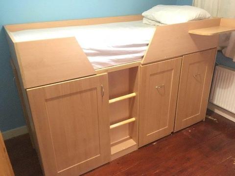 Bed with storage and workstation