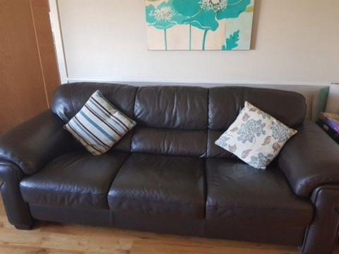 3 + 2 seater brown leather sofas