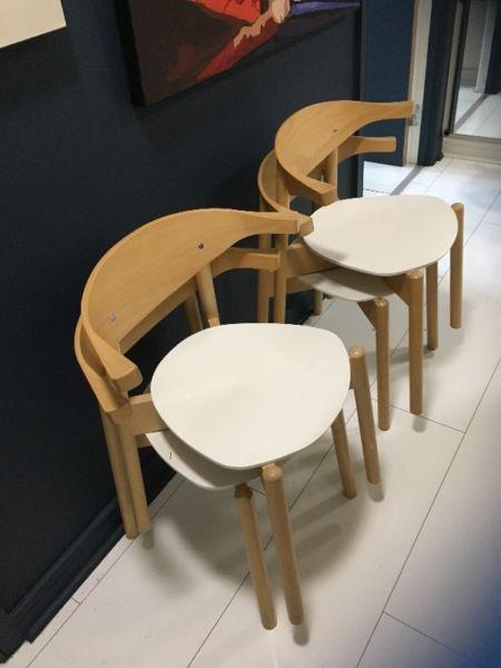 Dining chairs x 4, Ikea, blond wood and white, €70 for all four, no single sales