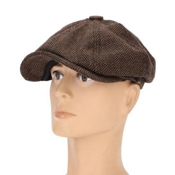 men visor wooler blending newsboy beret cap outdoor casual winter cabbie hat
